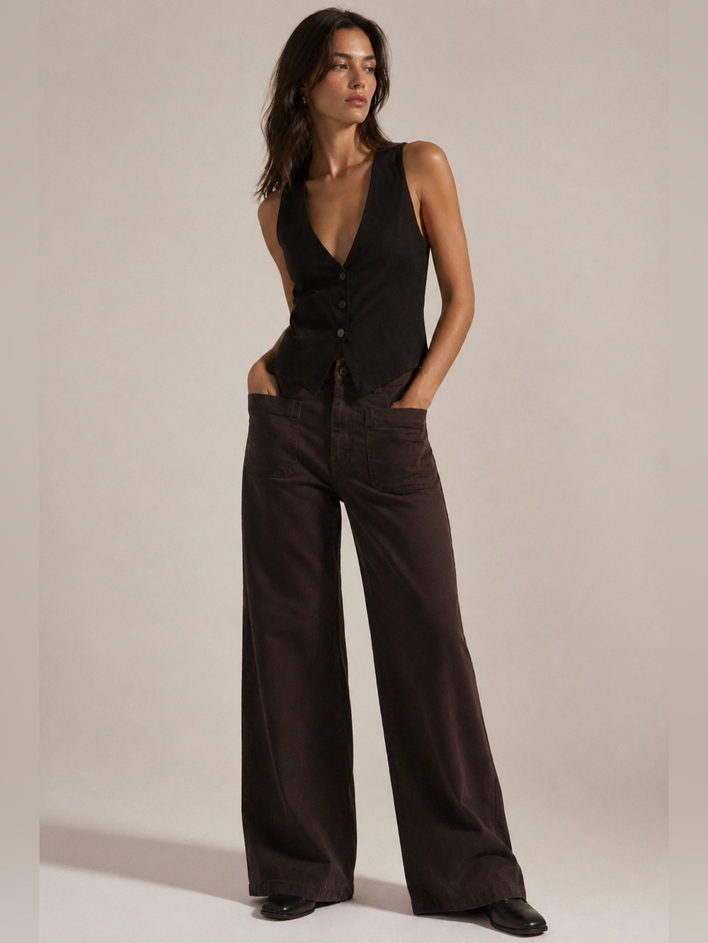 Madewell Emmett Wide-Leg Crop Pants Brown T27 High Rise Utility Pockets